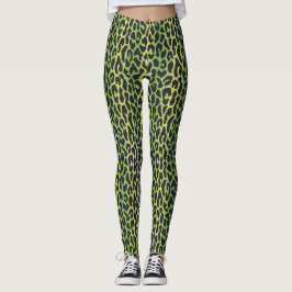 Leopard Print Leggings in Jungle Grönt