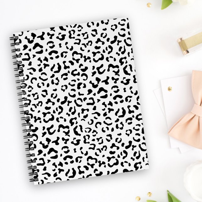 Leopard Print, leopard Spots, Black and White Anteckningsbok (Skapare uppladdad)