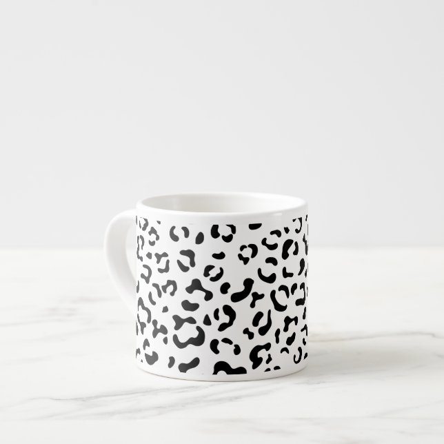 Leopard Print, leopard Spots, Black and White Espressomugg (Framsida vänster)