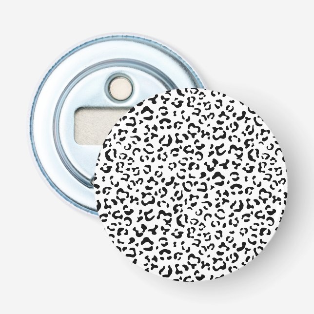 Leopard Print, leopard Spots, Black and White Flasköppnare (Framsidan)