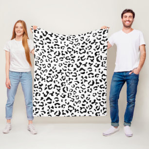 Leopard Print, leopard Spots, Black and White Fleecefilt