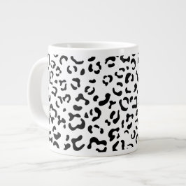 Leopard Print, leopard Spots, Black and White Jumbo Mugg