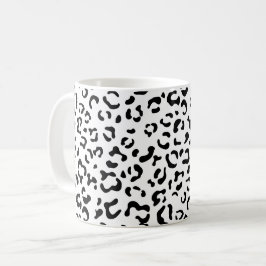Leopard Print, leopard Spots, Black and White Kaffemugg