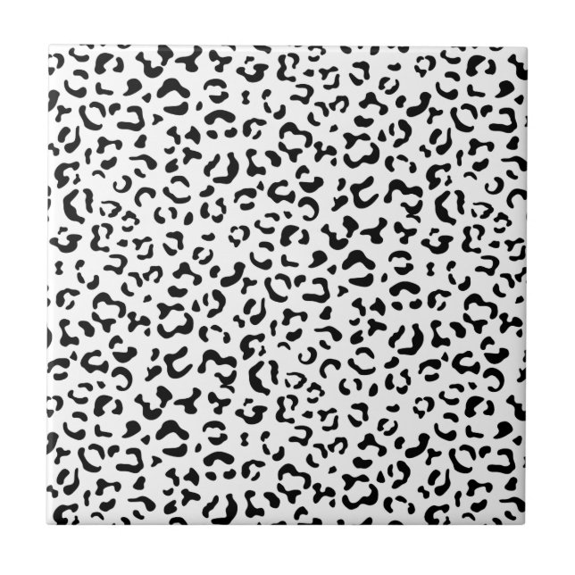 Leopard Print, leopard Spots, Black and White Kakelplatta (Framsidan)