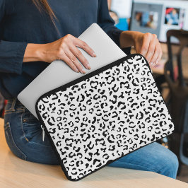 Leopard Print, leopard Spots, Black and White Laptop Fodral