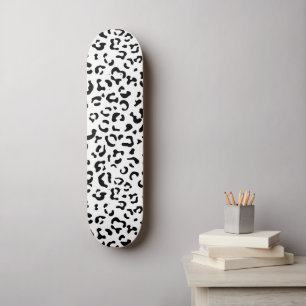 Leopard Print, leopard Spots, Black and White Mini Skateboard Bräda 18,5 Cm