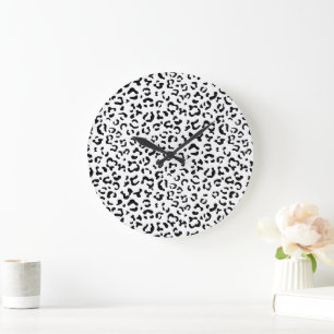 Leopard Print, leopard Spots, Black and White Stor Klocka