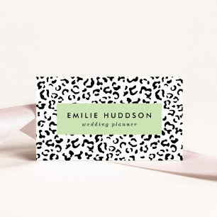 Leopard Print, leopard Spots, Black and White Visitkort