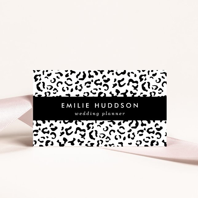 Leopard Print, leopard Spots, Black and White Visitkort (Skapare uppladdad)