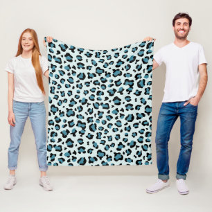 Leopard Print, leopard Spots, Blue Leopard Fleecefilt