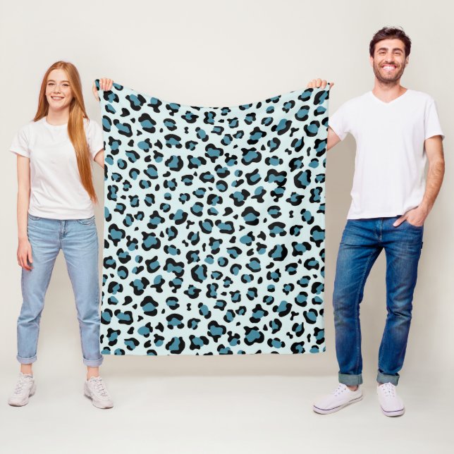 Leopard Print, leopard Spots, Blue Leopard Fleecefilt (På plats)