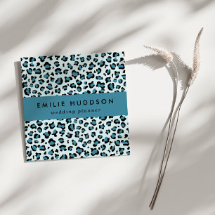 Leopard Print, leopard Spots, Blue Leopard Fyrkantigt Visitkort