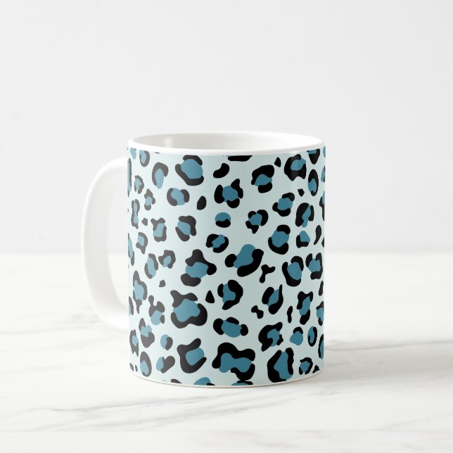 Leopard Print, leopard Spots, Blue Leopard Kaffemugg (Framsida vänster)