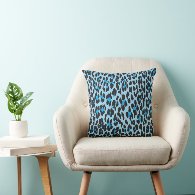 Leopard Print, leopard Spots, Blue Leopard Kudde (Stol)