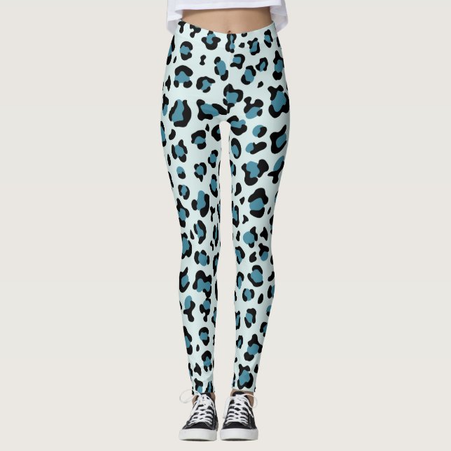 Leopard Print, leopard Spots, Blue Leopard Leggings (Framsida)