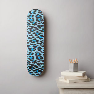 Leopard Print, leopard Spots, Blue Leopard Old School Skateboard Bräda 21,6 Cm