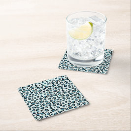 Leopard Print, leopard Spots, Blue Leopard Underlägg Papper Kvadrat