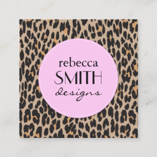 Leopard Print, Leopard Spots, Brown Leopard Fyrkantigt Visitkort
