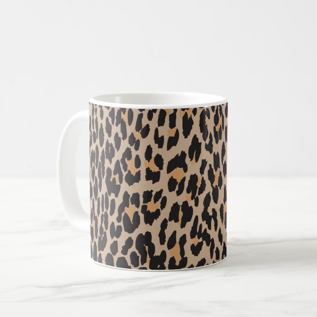 Leopard Print, Leopard Spots, Brown Leopard Kaffemugg (Framsida vänster)