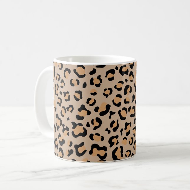 Leopard Print, Leopard Spots, Brown Leopard Kaffemugg (Framsida vänster)