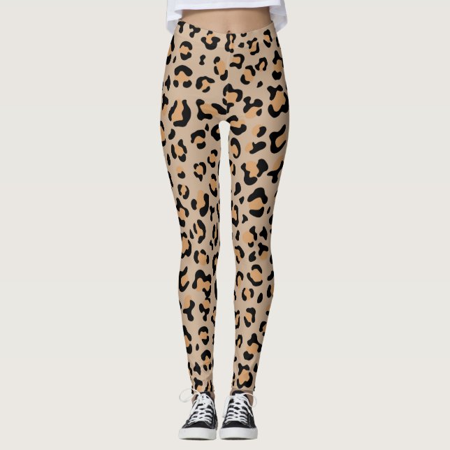 Leopard Print, Leopard Spots, Brown Leopard Leggings (Framsida)