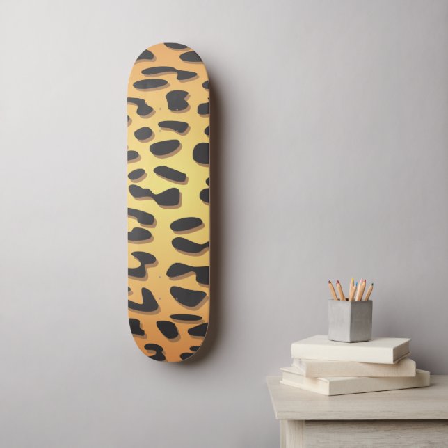 Leopard Print, Leopard Spots, Brown Leopard Old School Skateboard Bräda 18 Cm (Väggkonst)