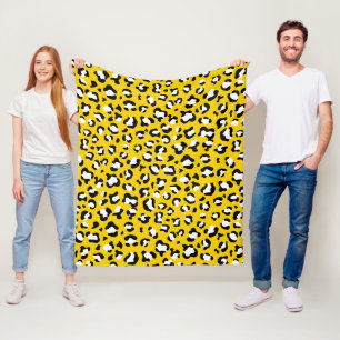 Leopard Print, Leopard Spots, Gult Leopard Fleecefilt