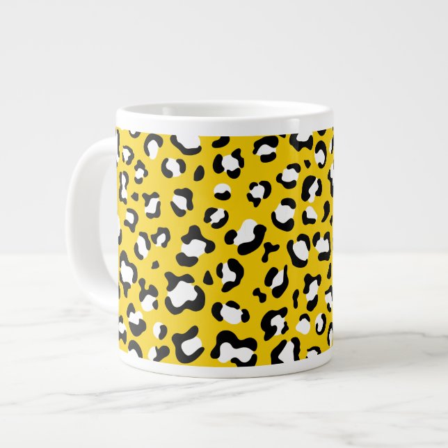Leopard Print, Leopard Spots, Gult Leopard Jumbo Mugg (Framsida vänster)