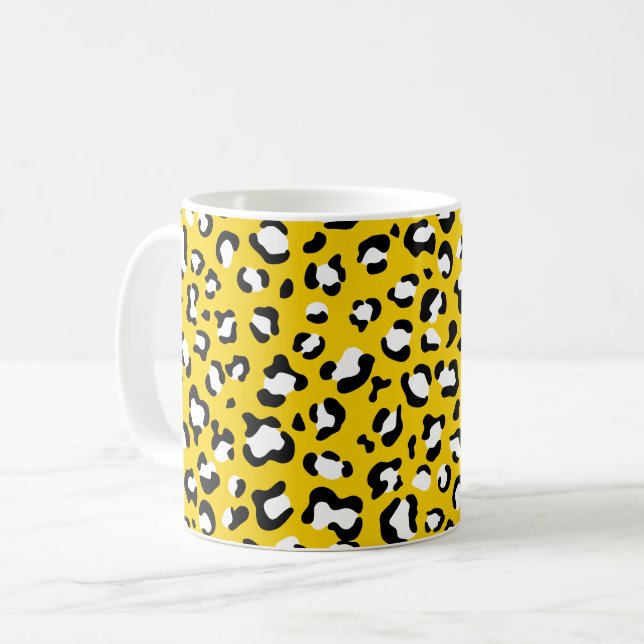 Leopard Print, Leopard Spots, Gult Leopard Kaffemugg (Framsida vänster)