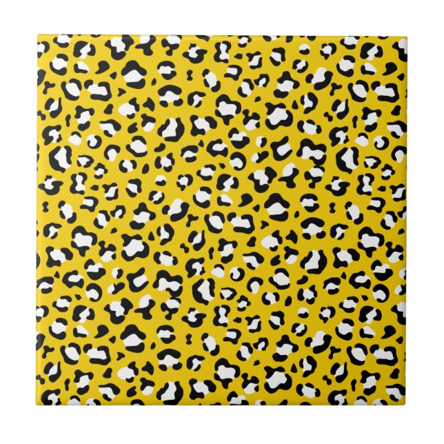 Leopard Print, Leopard Spots, Gult Leopard Kakelplatta (Framsidan)