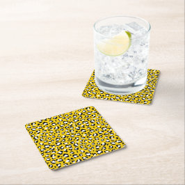 Leopard Print, Leopard Spots, Gult Leopard Underlägg Papper Kvadrat