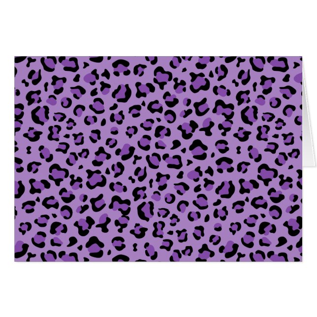 Leopard Print, Leopard Spots, Lila Leopard Hälsningskort (Framsidan Horizontal)