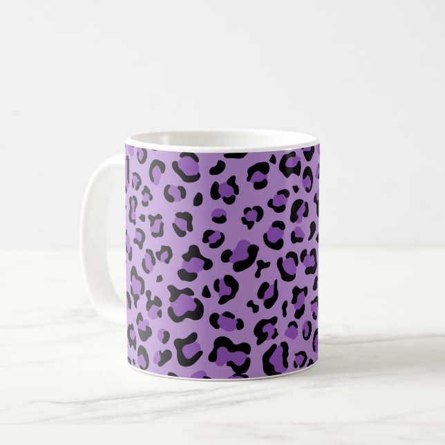 Leopard Print, Leopard Spots, Lila Leopard Kaffemugg (Framsida vänster)