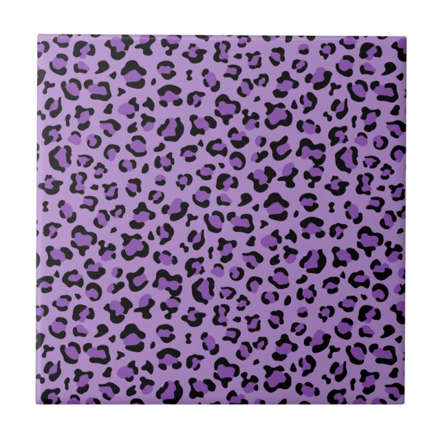 Leopard Print, Leopard Spots, Lila Leopard Kakelplatta (Framsidan)