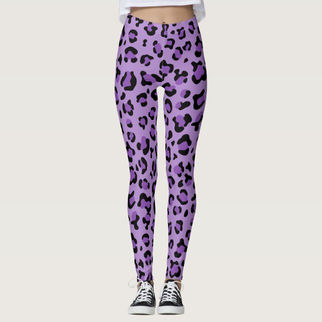 Leopard Print, Leopard Spots, Lila Leopard Leggings (Framsida)