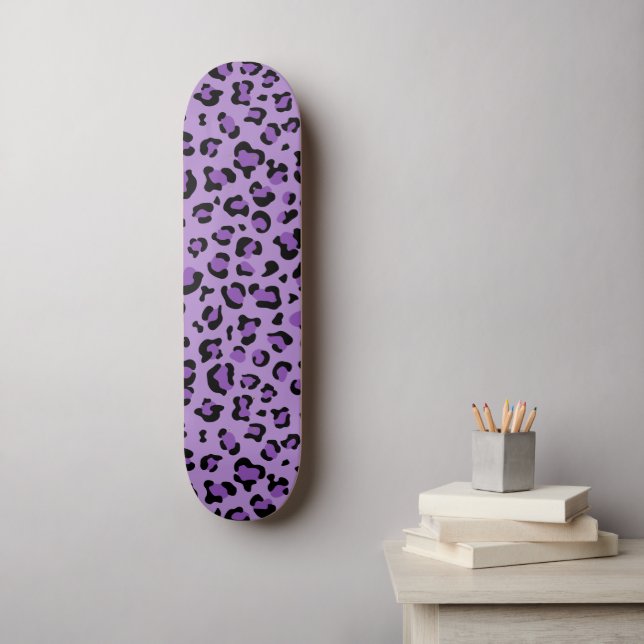 Leopard Print, Leopard Spots, Lila Leopard Mini Skateboard Bräda 18,5 Cm (Väggkonst)