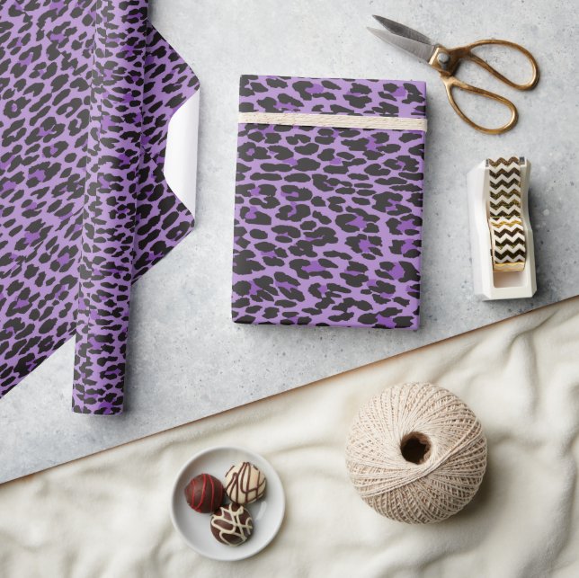 Leopard Print, Leopard Spots, Lila Leopard Presentpapper (Hantverk)