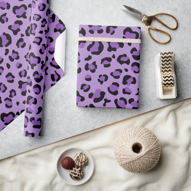 Leopard Print, Leopard Spots, Lila Leopard Presentpapper (Hantverk)