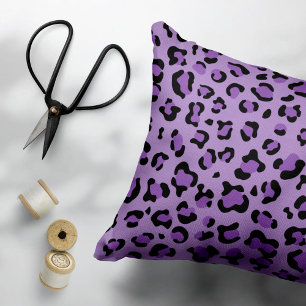Leopard Print, Leopard Spots, Lila Leopard Prydnadskudde