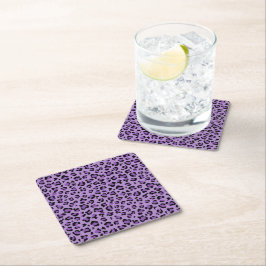 Leopard Print, Leopard Spots, Lila Leopard Underlägg Papper Kvadrat