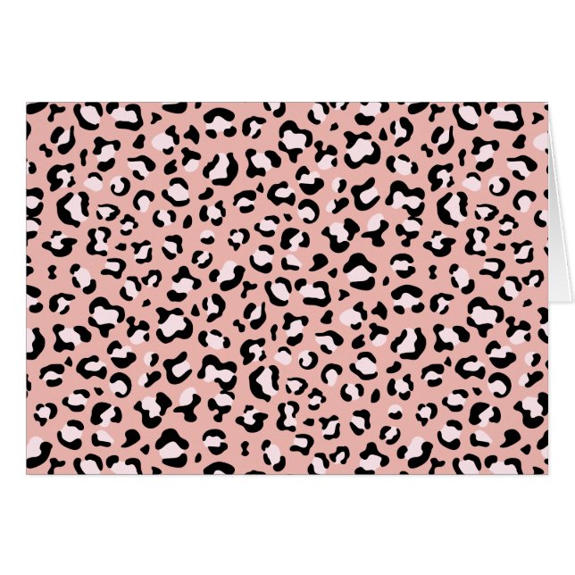 Leopard Print, Leopard Spots, Rosa Leopard Hälsningskort (Framsidan Horizontal)