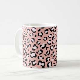 Leopard Print, Leopard Spots, Rosa Leopard Kaffemugg