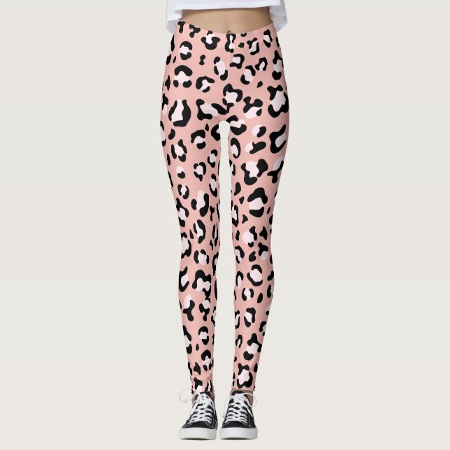 Leopard Print, Leopard Spots, Rosa Leopard Leggings (Framsida)