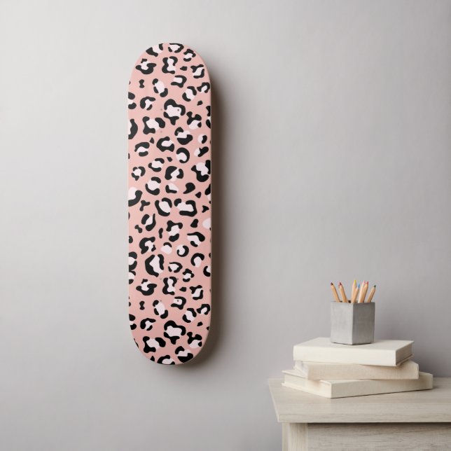 Leopard Print, Leopard Spots, Rosa Leopard Mini Skateboard Bräda 18,5 Cm (Väggkonst)