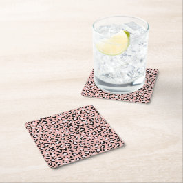 Leopard Print, Leopard Spots, Rosa Leopard Underlägg Papper Kvadrat