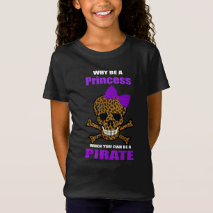 Leopard Print Lila Bow Pirat Princess Skull T Shirt