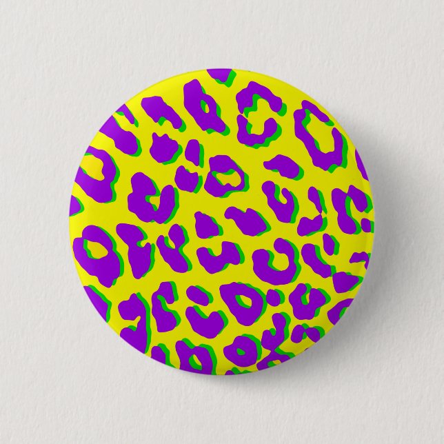 Leopard Print Lila Gult Grönt Knapp (Framsida)