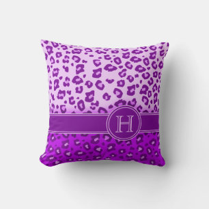 Leopard print lila monogram dekorativ kudde