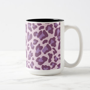 Leopard Print Lila och Lavender Två-Tonad Mugg