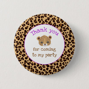 Leopard Print Lila Quatrefoil 'Tack!' Knapp